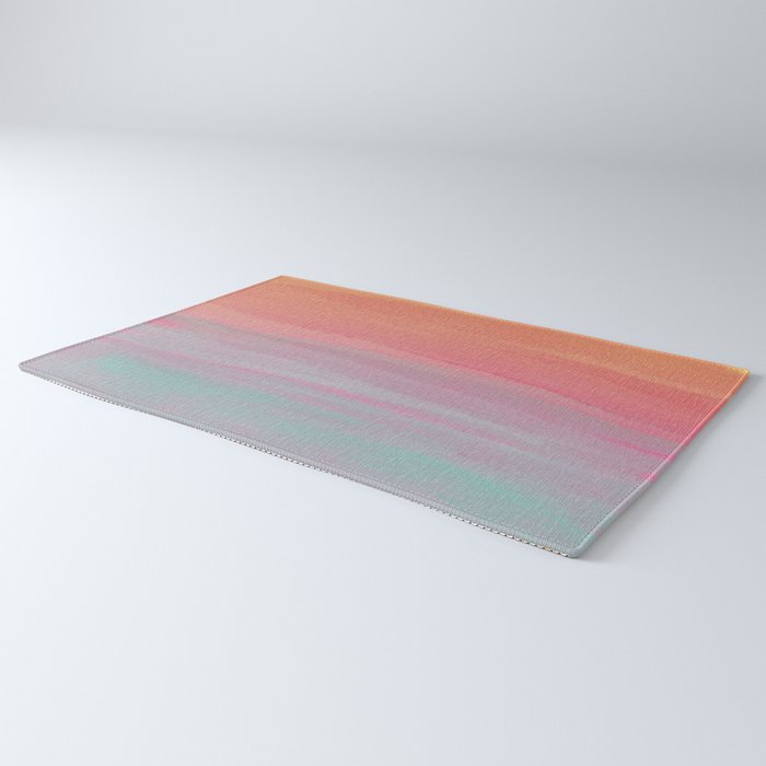 Abstract Orange Pink Teal Watercolor Sunset  Rug Gallery Image 3