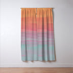 Abstract Orange Pink Teal Watercolor Sunset  Window Curtain Gallery Image 3