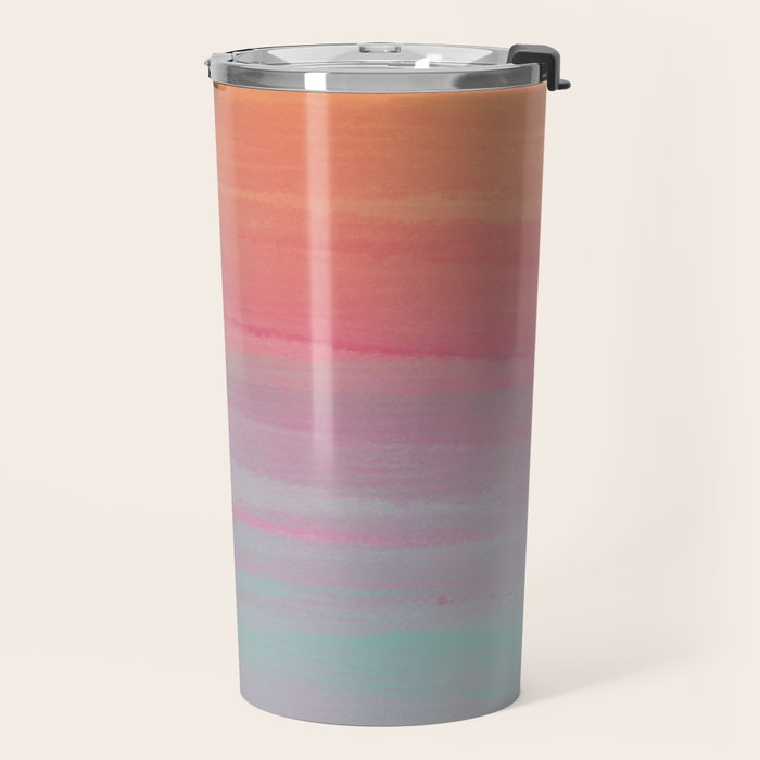 Abstract Orange Pink Teal Watercolor Sunset  Travel Mug Gallery Image 2