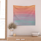 Abstract Orange Pink Teal Watercolor Sunset  Wall Tapestry Gallery Image 2