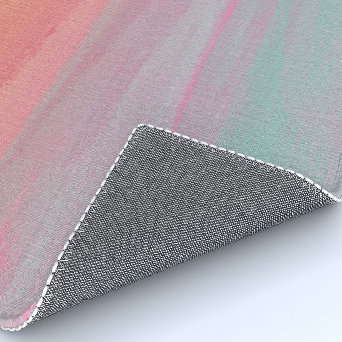 Abstract Orange Pink Teal Watercolor Sunset  Rug Gallery Image 4