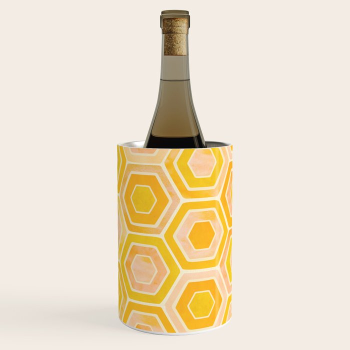 Golden Geometric Tiles Watercolor Wine Chiller Gallery Image 3