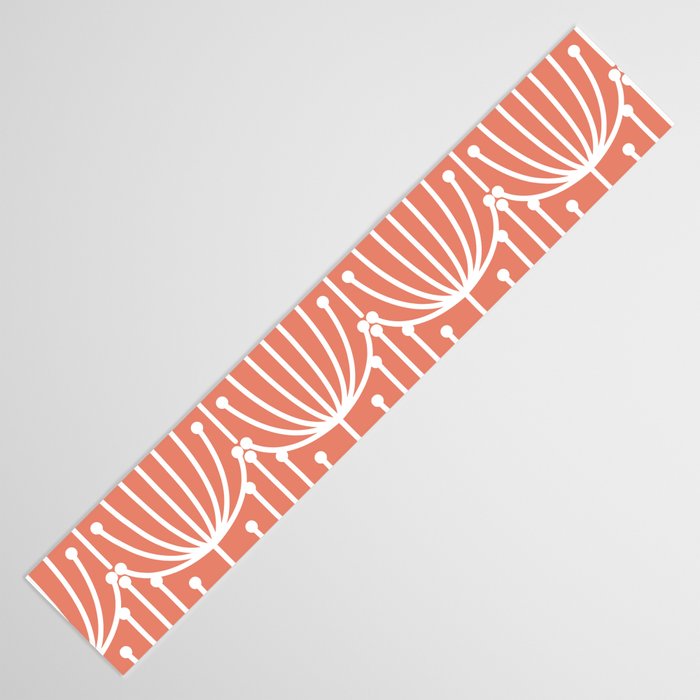 Retro Art, Floral Prints, Coral and White Table Runner Gallery Image 3