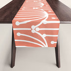 Retro Art, Floral Prints, Coral and White Table Runner Gallery Image 1