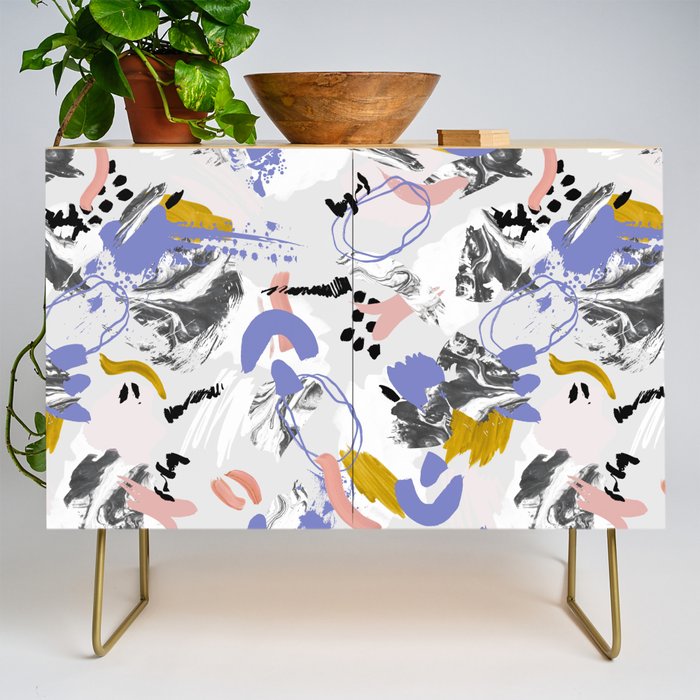 Abstract brush strokes splashes Credenza Gallery Image 1