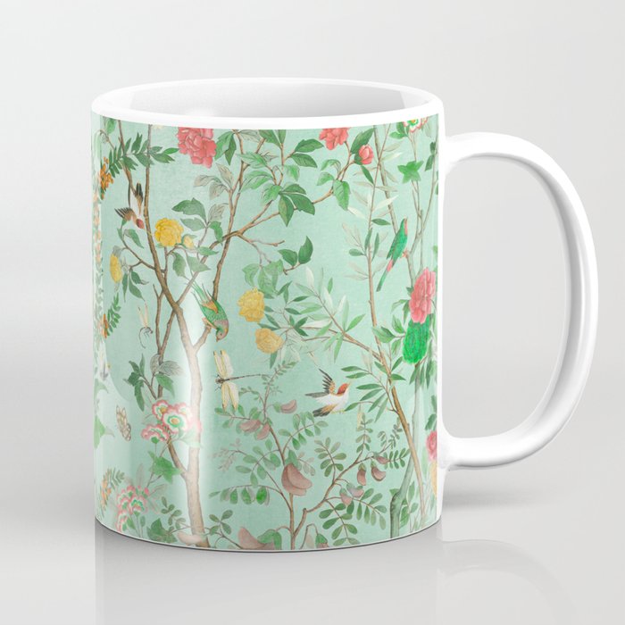 Chinoiserie Aqua Mint Floral Garden Fresco Coffee Mug Gallery Image 1