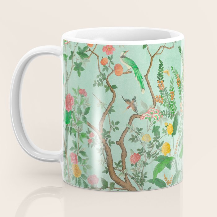 Chinoiserie Aqua Mint Floral Garden Fresco Coffee Mug Gallery Image 3