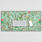 Chinoiserie Aqua Mint Floral Garden Fresco Desk Mat Gallery Image 1