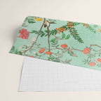Chinoiserie Aqua Mint Floral Garden Fresco Wrapping Paper Gallery Image 2