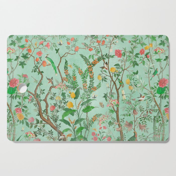 Chinoiserie Aqua Mint Floral Garden Fresco Cutting Board Gallery Image 1