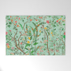 Chinoiserie Aqua Mint Floral Garden Fresco Welcome Mat Gallery Image 1