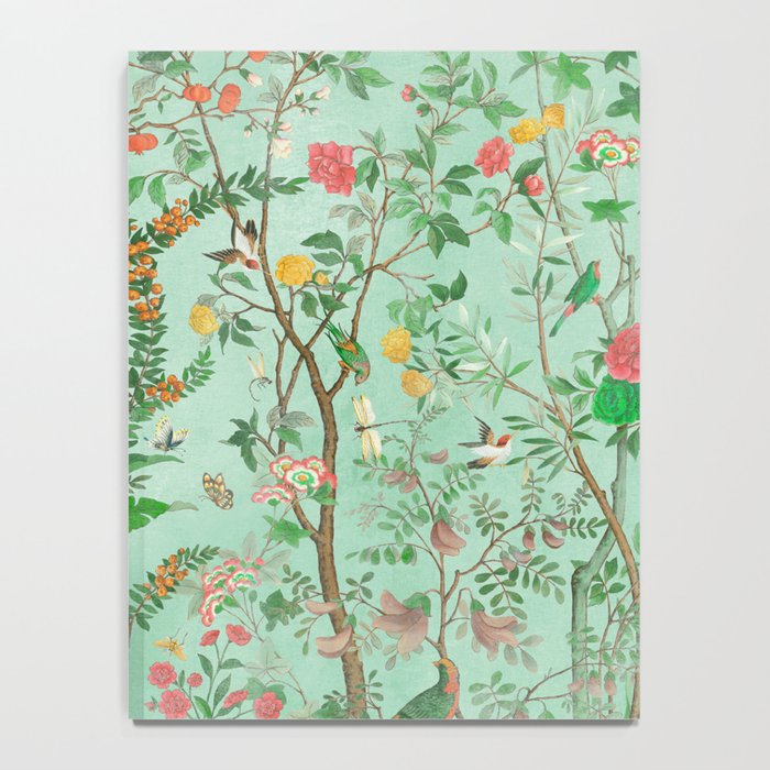 Chinoiserie Aqua Mint Floral Garden Fresco Notebook Gallery Image 4