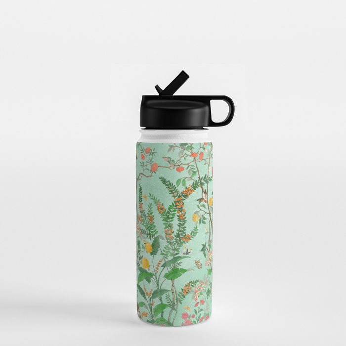 Chinoiserie Aqua Mint Floral Garden Fresco Water Bottle Gallery Image 1