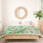 Chinoiserie Aqua Mint Floral Garden Fresco Duvet Cover Gallery Image 3