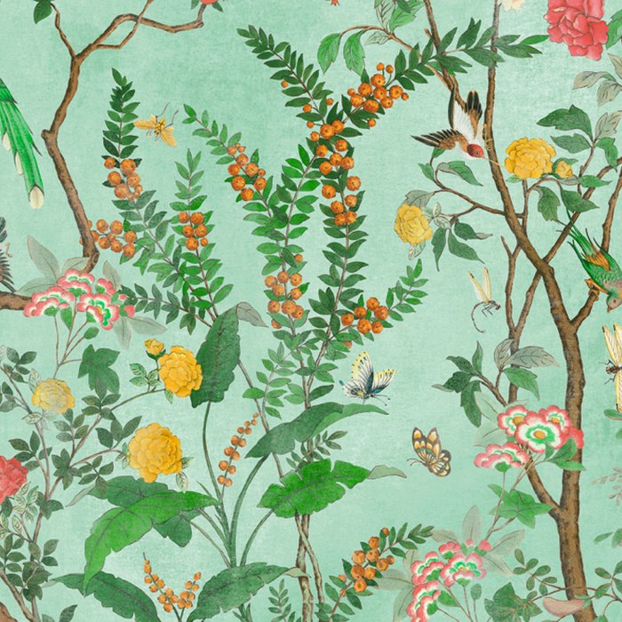 Chinoiserie Aqua Mint Floral Garden Fresco Coffee Mug Gallery Image 2