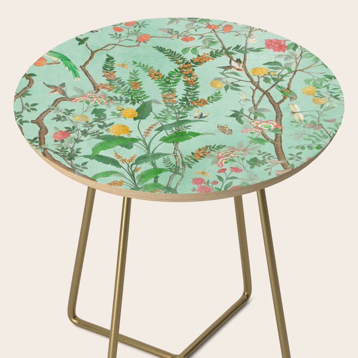 Chinoiserie Aqua Mint Floral Garden Fresco Side Table Gallery Image 2