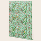 Chinoiserie Aqua Mint Floral Garden Fresco Wallpaper Gallery Image 2