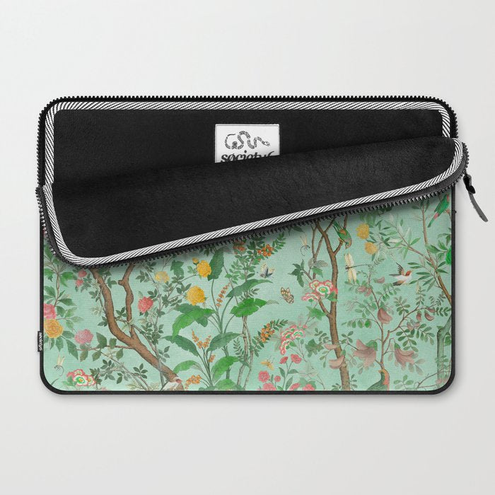Chinoiserie Aqua Mint Floral Garden Fresco Laptop Sleeve Gallery Image 2