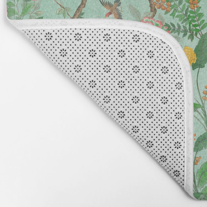 Chinoiserie Aqua Mint Floral Garden Fresco Bath Mat Gallery Image 2