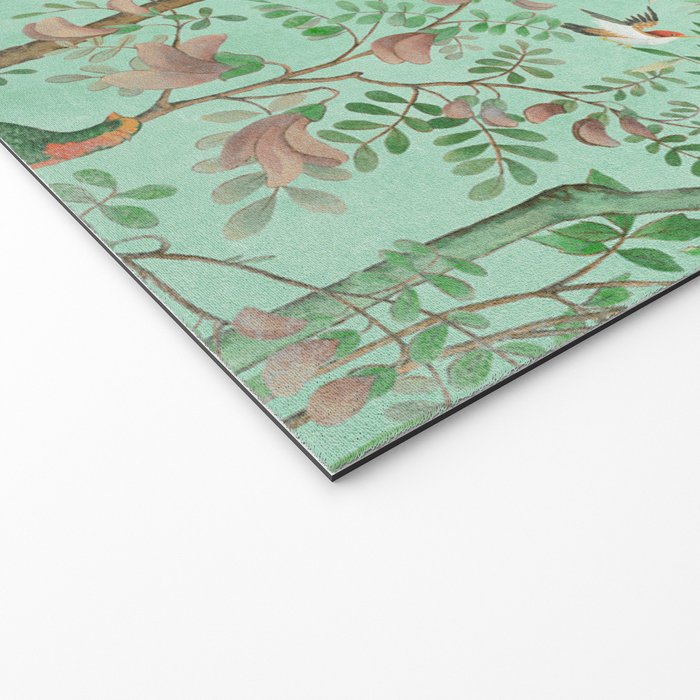 Chinoiserie Aqua Mint Floral Garden Fresco Welcome Mat Gallery Image 2