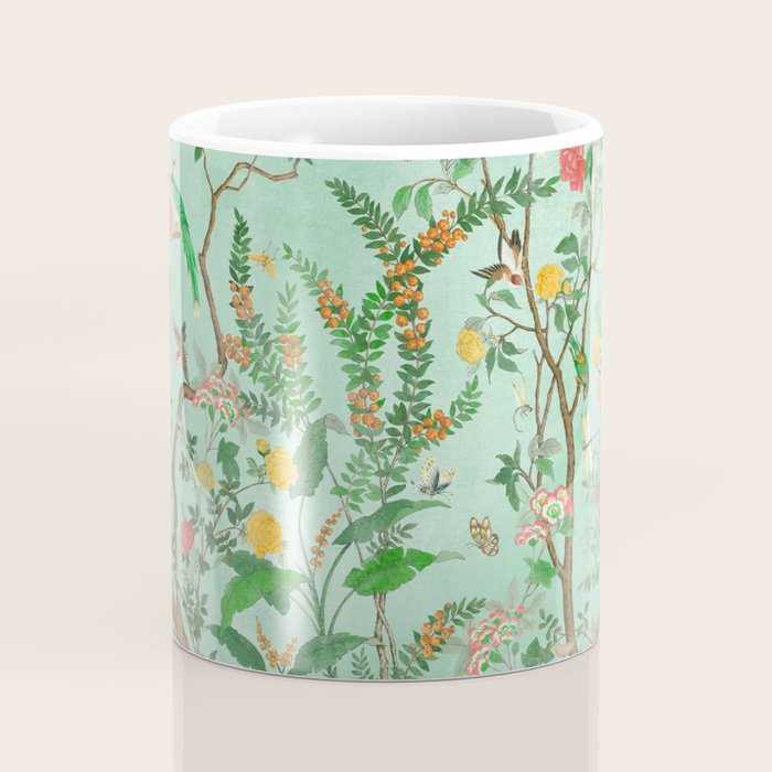 Chinoiserie Aqua Mint Floral Garden Fresco Coffee Mug Gallery Image 4