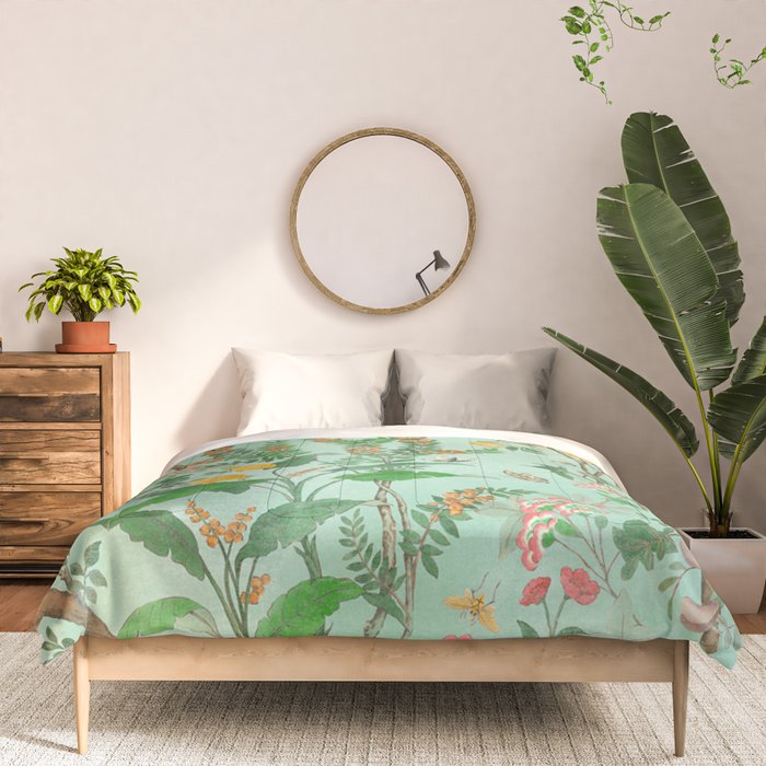 Chinoiserie Aqua Mint Floral Garden Fresco Comforter Gallery Image 3