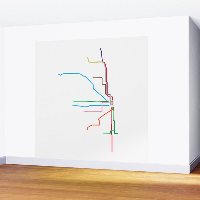 Chicago CTA Map, Chicago Train Map Art, Chicago L Train Map, Chicago Art, Chicago Wall Art, Map Art Wall Mural Gallery Image 2
