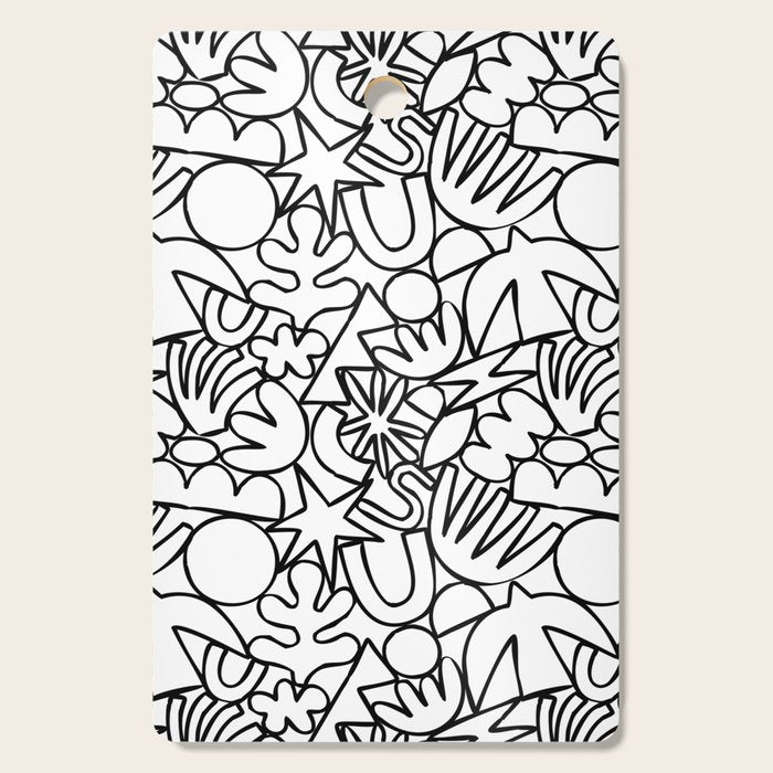 Black and white organic nature shape drawing pattern Cutting Board Gallery Image 1