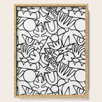 Black and white organic nature shape drawing pattern Serving Tray Gallery Image 1