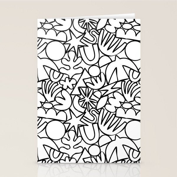 Black and white organic nature shape drawing pattern Stationery Card Gallery Image 1