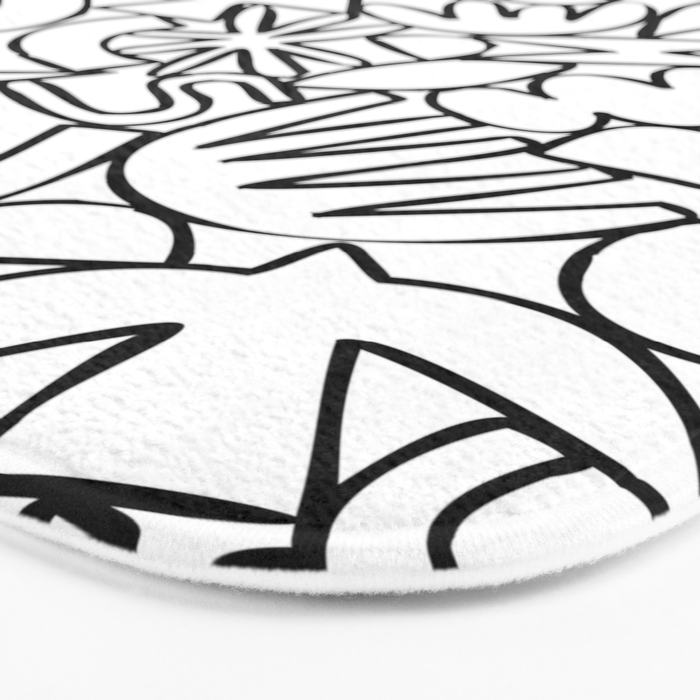 Black and white organic nature shape drawing pattern Bath Mat Gallery Image 3