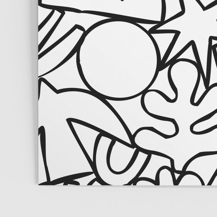 Black and white organic nature shape drawing pattern Poster Gallery Image 3