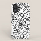 Black and white organic nature shape drawing pattern iPhone Case Gallery Image 1