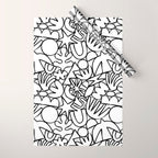 Black and white organic nature shape drawing pattern Wrapping Paper Gallery Image 1