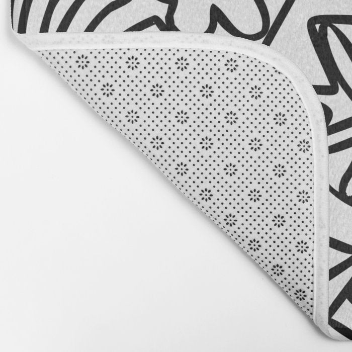 Black and white organic nature shape drawing pattern Bath Mat Gallery Image 2