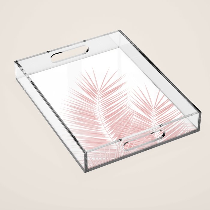 Blush Pink Palm Leaves Dream - Cali Summer Vibes #1 #tropical #decor #art #society6 Acrylic Tray Gallery Image 1