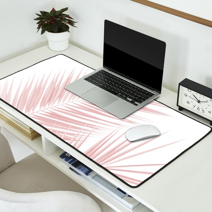 Blush Pink Palm Leaves Dream - Cali Summer Vibes #1 #tropical #decor #art #society6 Desk Mat Gallery Image 2