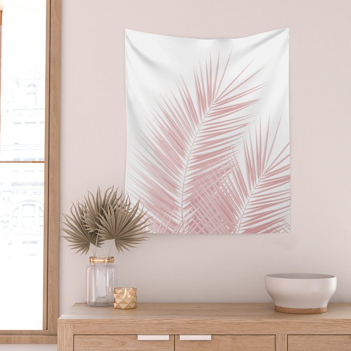 Blush Pink Palm Leaves Dream - Cali Summer Vibes #1 #tropical #decor #art #society6 Wall Tapestry Gallery Image 2