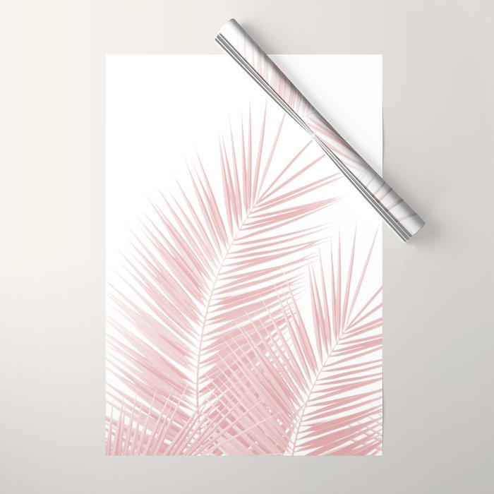 Blush Pink Palm Leaves Dream - Cali Summer Vibes #1 #tropical #decor #art #society6 Wrapping Paper Gallery Image 1