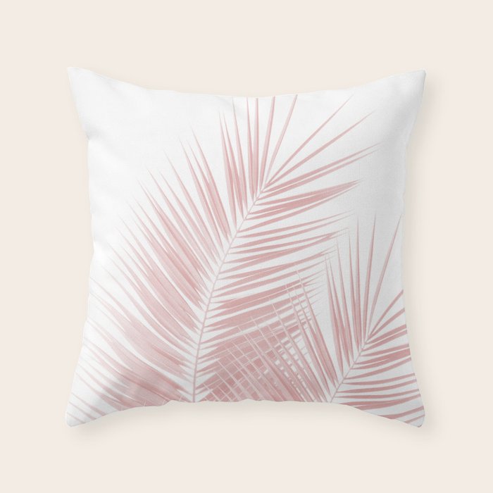 Blush Pink Palm Leaves Dream - Cali Summer Vibes #1 #tropical #decor #art #society6 Throw Pillow