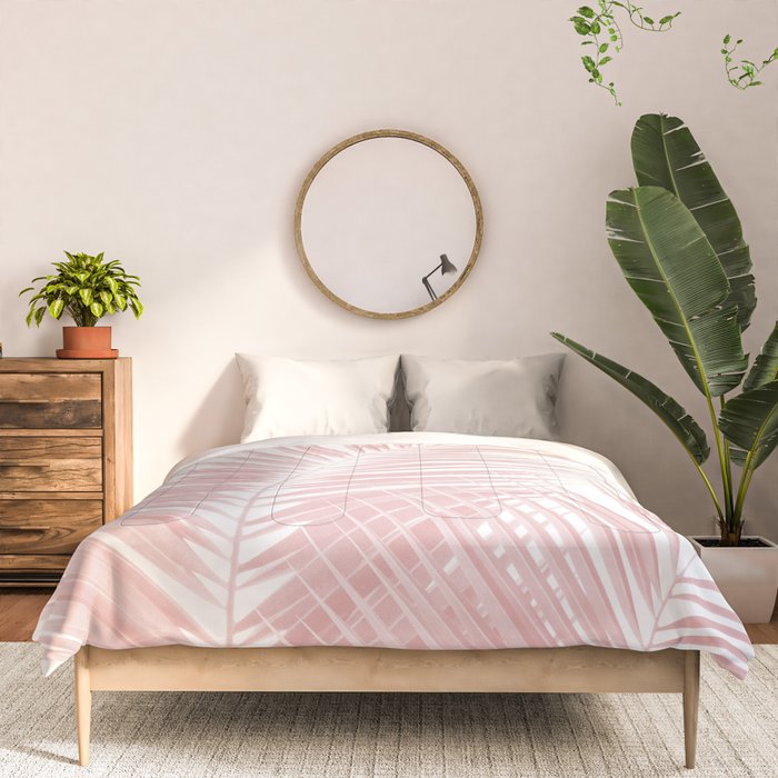 Blush Pink Palm Leaves Dream - Cali Summer Vibes #1 #tropical #decor #art #society6 Comforter Gallery Image 3