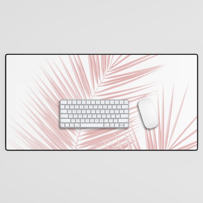 Blush Pink Palm Leaves Dream - Cali Summer Vibes #1 #tropical #decor #art #society6 Desk Mat Gallery Image 1