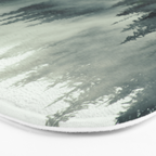 Green misty mountain pine forest in cloudy and rainy - vintage style photo Bath Mat Gallery Image 3