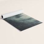 Green misty mountain pine forest in cloudy and rainy - vintage style photo Yoga Mat Gallery Image 2