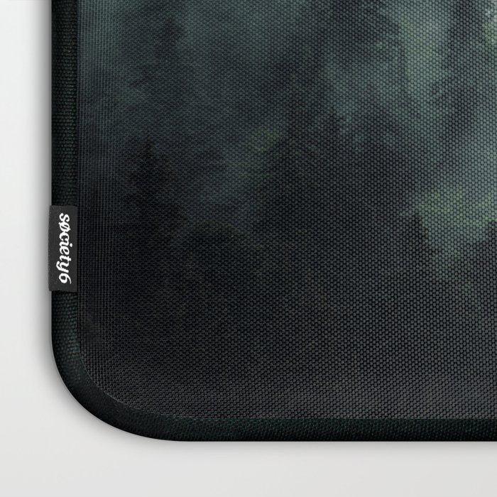 Green misty mountain pine forest in cloudy and rainy - vintage style photo Laptop Sleeve Gallery Image 3