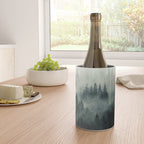 Green misty mountain pine forest in cloudy and rainy - vintage style photo Wine Chiller Gallery Image 4