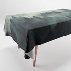 Green misty mountain pine forest in cloudy and rainy - vintage style photo Tablecloth Gallery Image 1