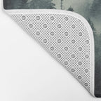 Green misty mountain pine forest in cloudy and rainy - vintage style photo Bath Mat Gallery Image 2