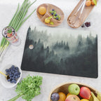 Green misty mountain pine forest in cloudy and rainy - vintage style photo Cutting Board Gallery Image 2