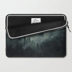 Green misty mountain pine forest in cloudy and rainy - vintage style photo Laptop Sleeve Gallery Image 2